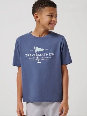 Boys' Travis Mathew Navy Short Sleeve Logo Tee with Flag Graphic Size Large
